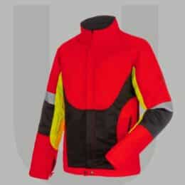 chaqueta anticorte clase 2 profesional roja con negro y amarillo de alta visibilidad