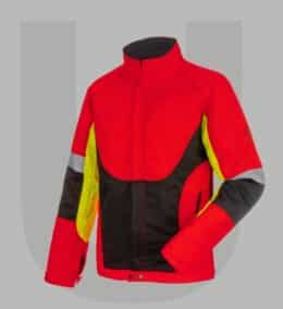 chaqueta anticorte clase 2 profesional roja con negro y amarillo de alta visibilidad